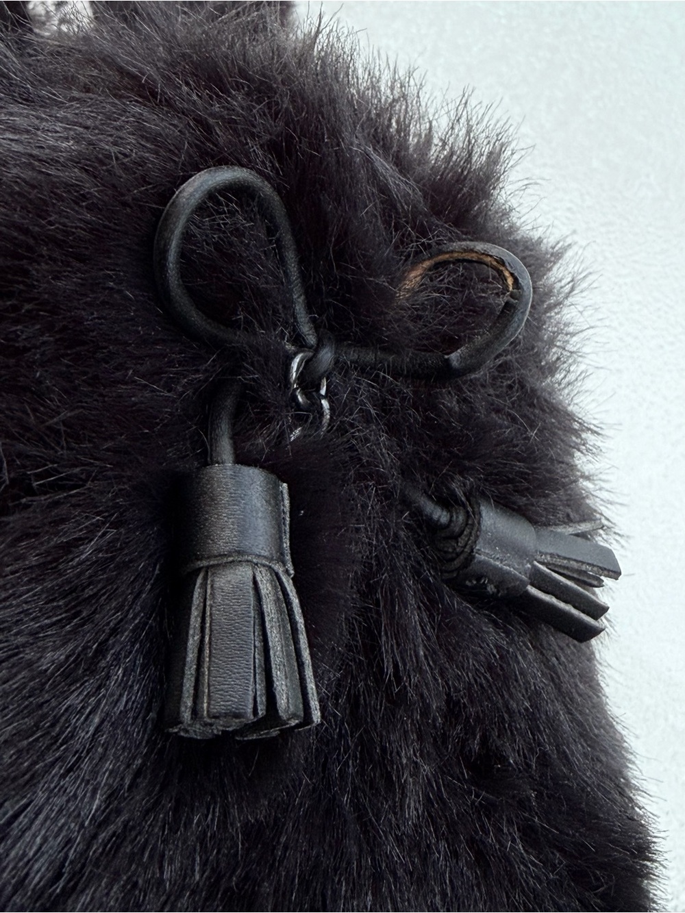 COACH Zoe Black Faux Fur Fuzzy Tassel Peep-Toe Slide Slippers ~ Women’s 7 - Picture 7 of 9